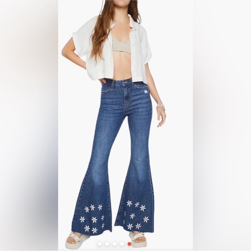 Forever 21 Blue Floral Flare Jeans